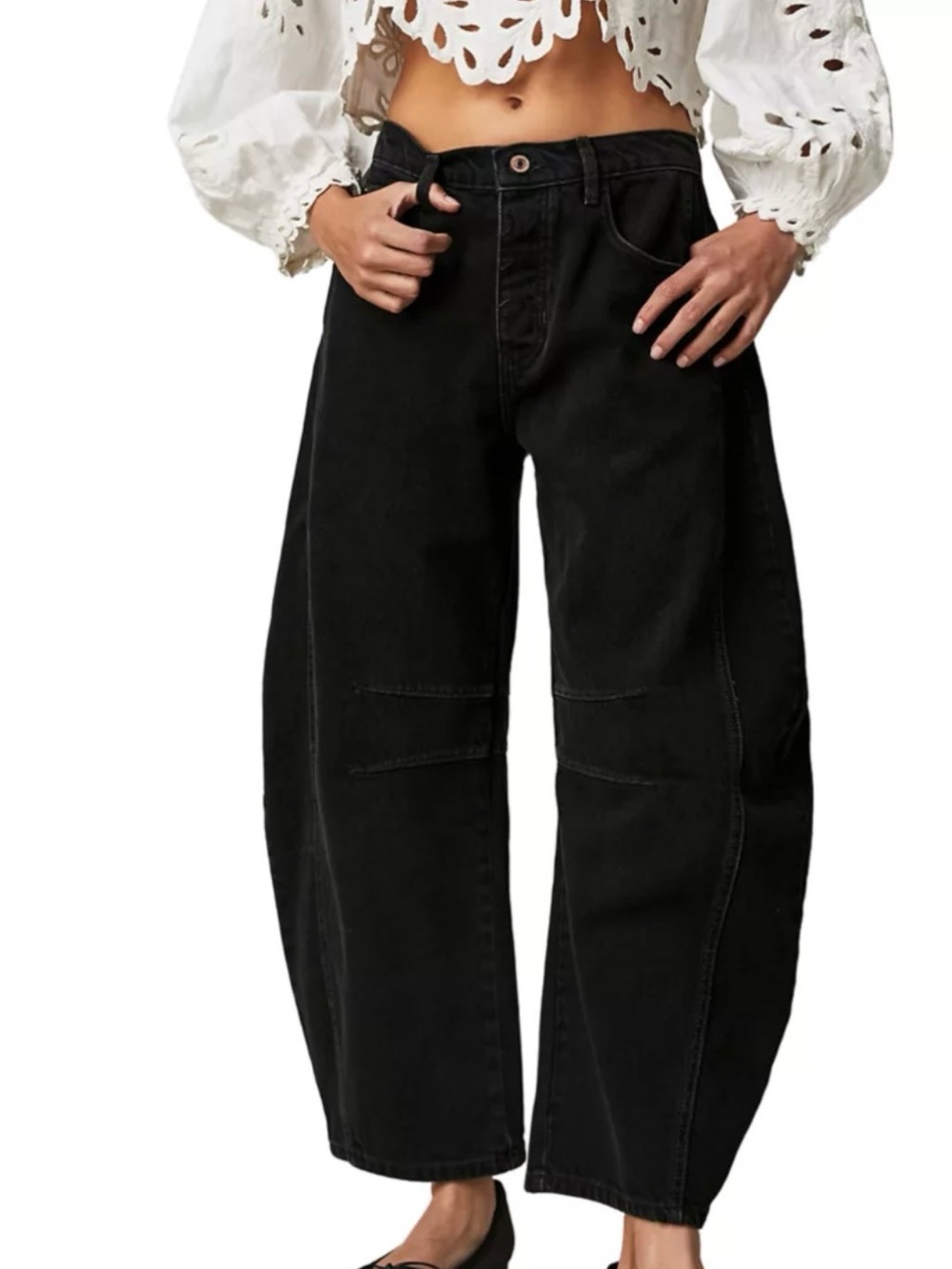 We The Free Black Wide-Leg High-Rise Jeans